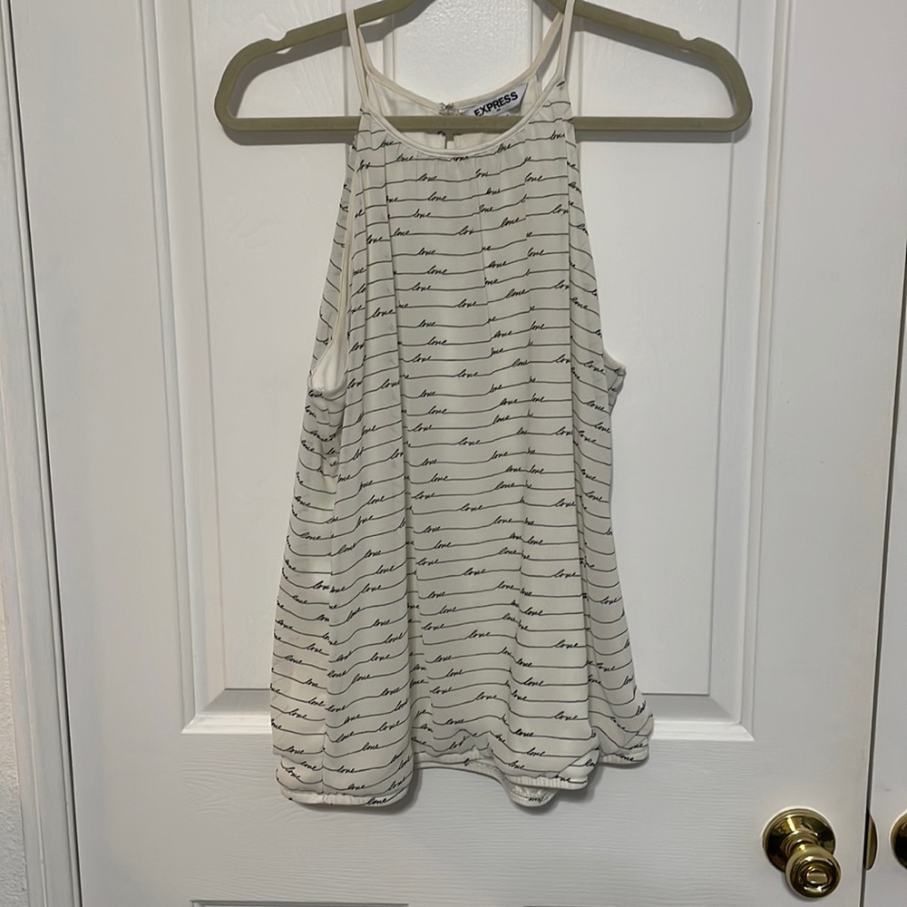 Express blouse white with black love writing size large